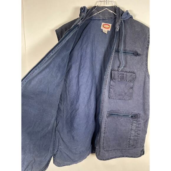 Vintage Banana Republic Women's Blue Safari Cargo Vest L Hoodie Full Zip - Picture 3 of 11